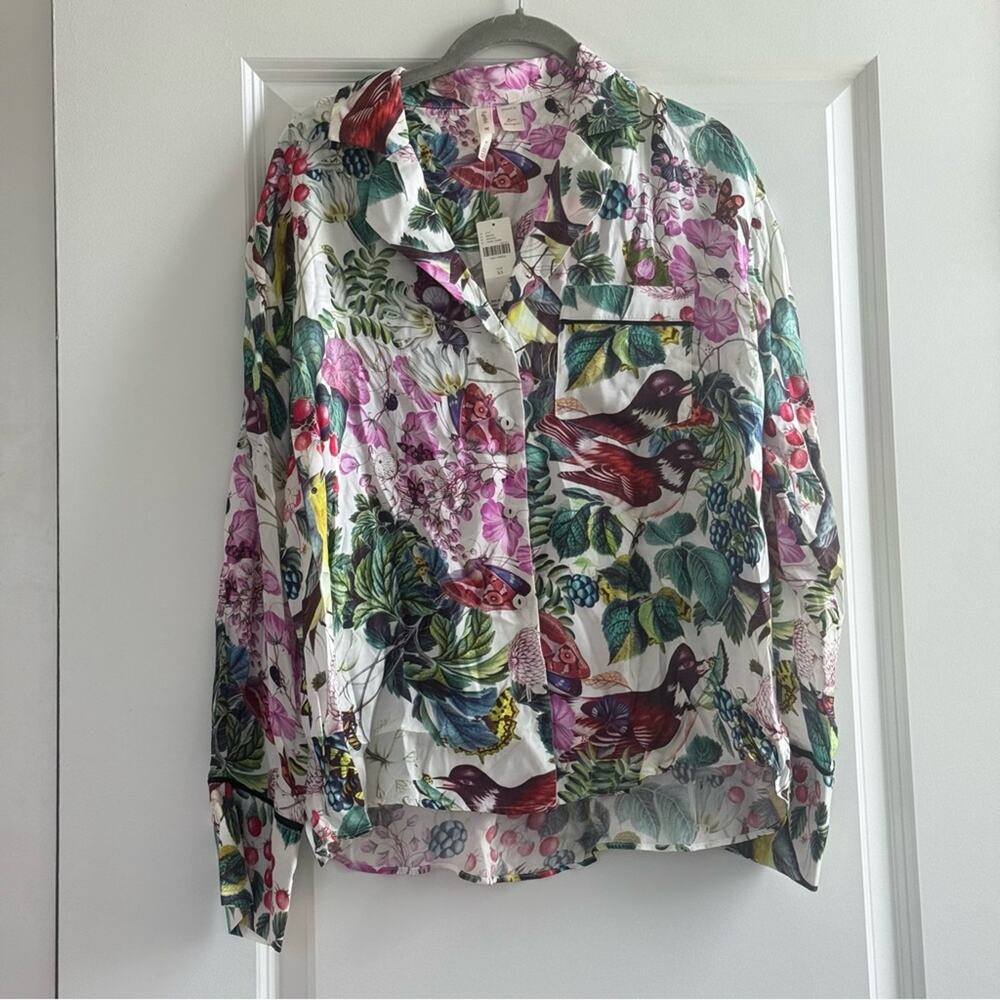 2 pc set Lyrebird Anthropologie Silky Pyjama Top and Bottoms Burcu Korkmazyurek - Picture 4 of 8
